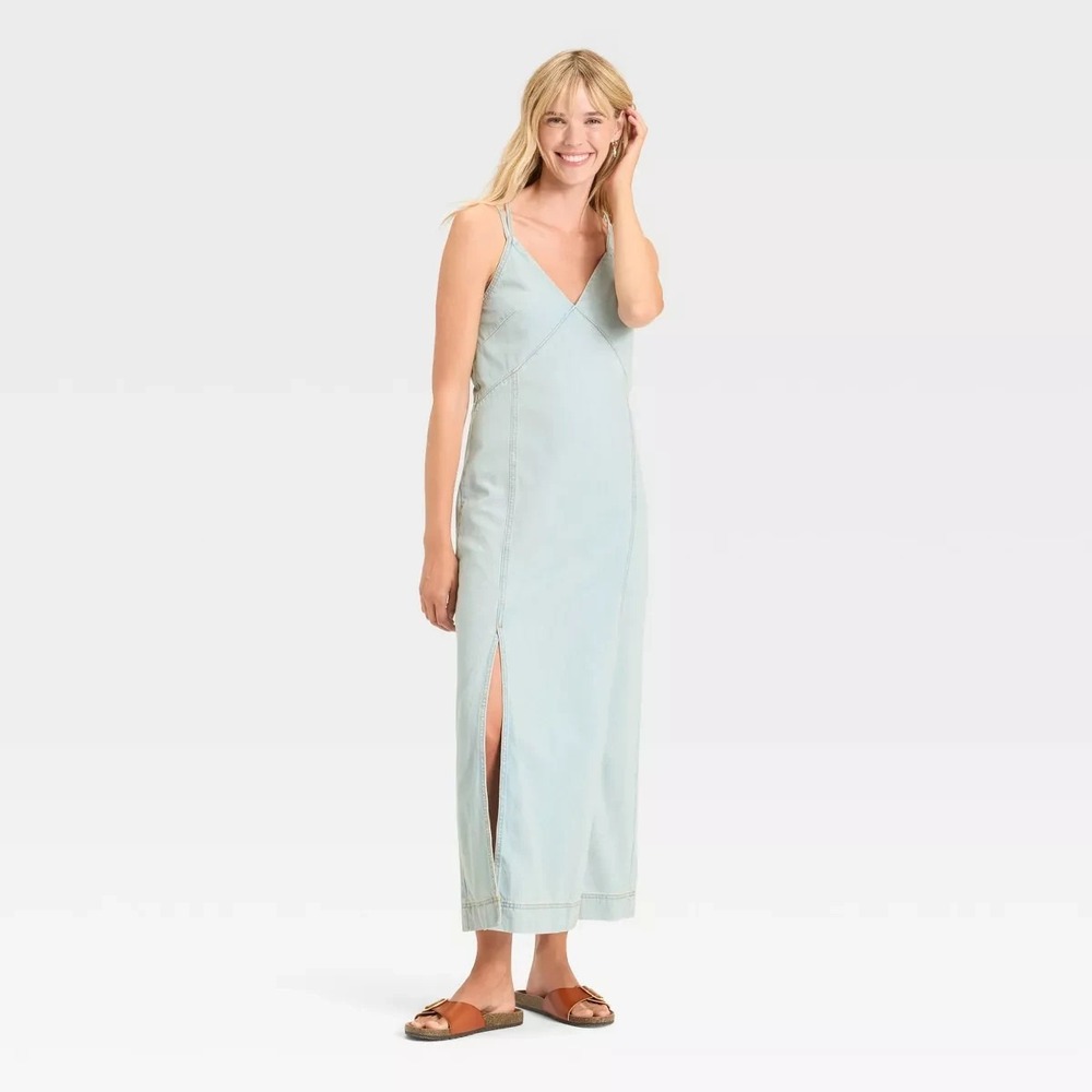 A-13 Women's Cami Denim Maxi Dress - Universal Thread‎ Light Wash XL